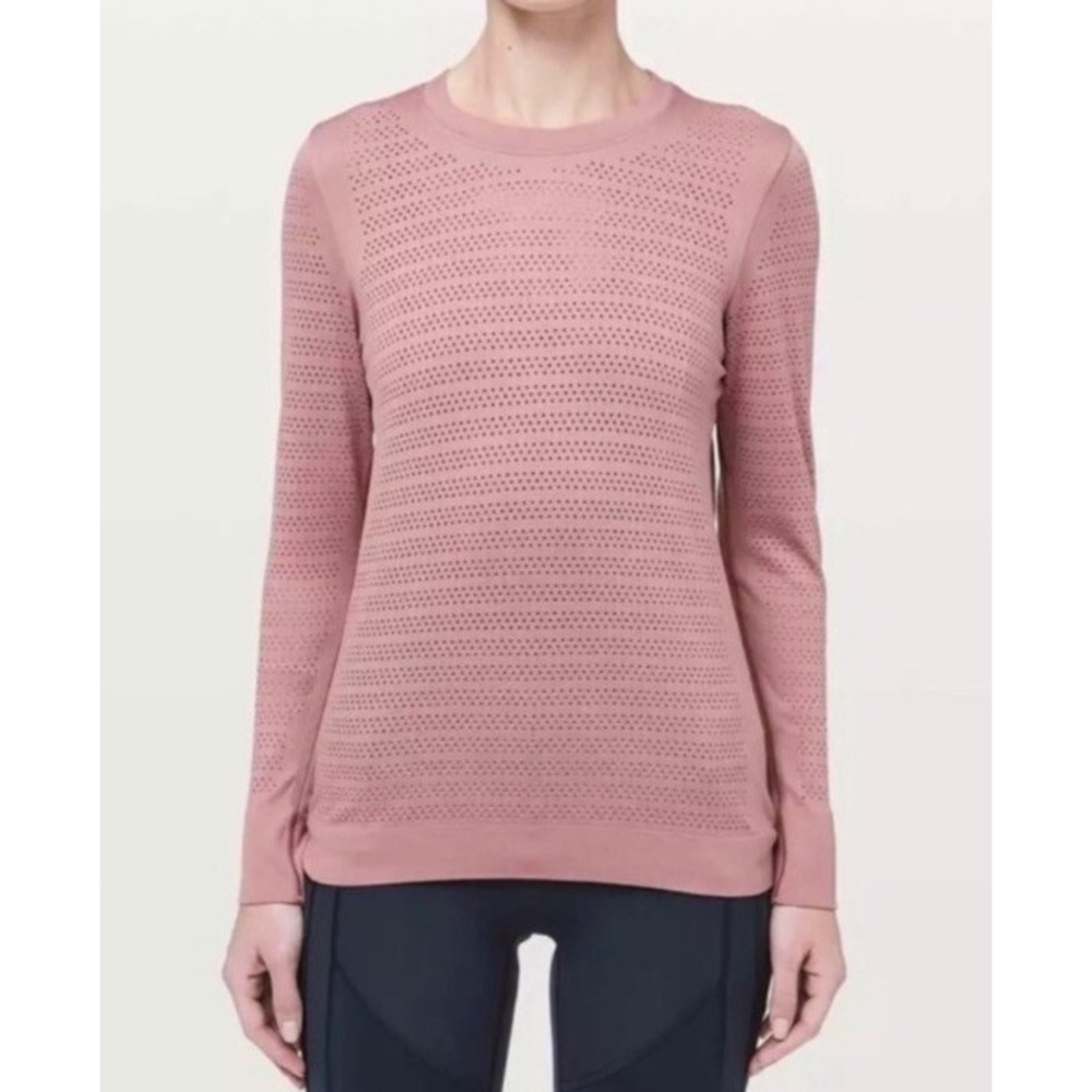 Lululemon Breeze‎ By Long Sleeve Squad Top Pink Size 6 Athletic Women's